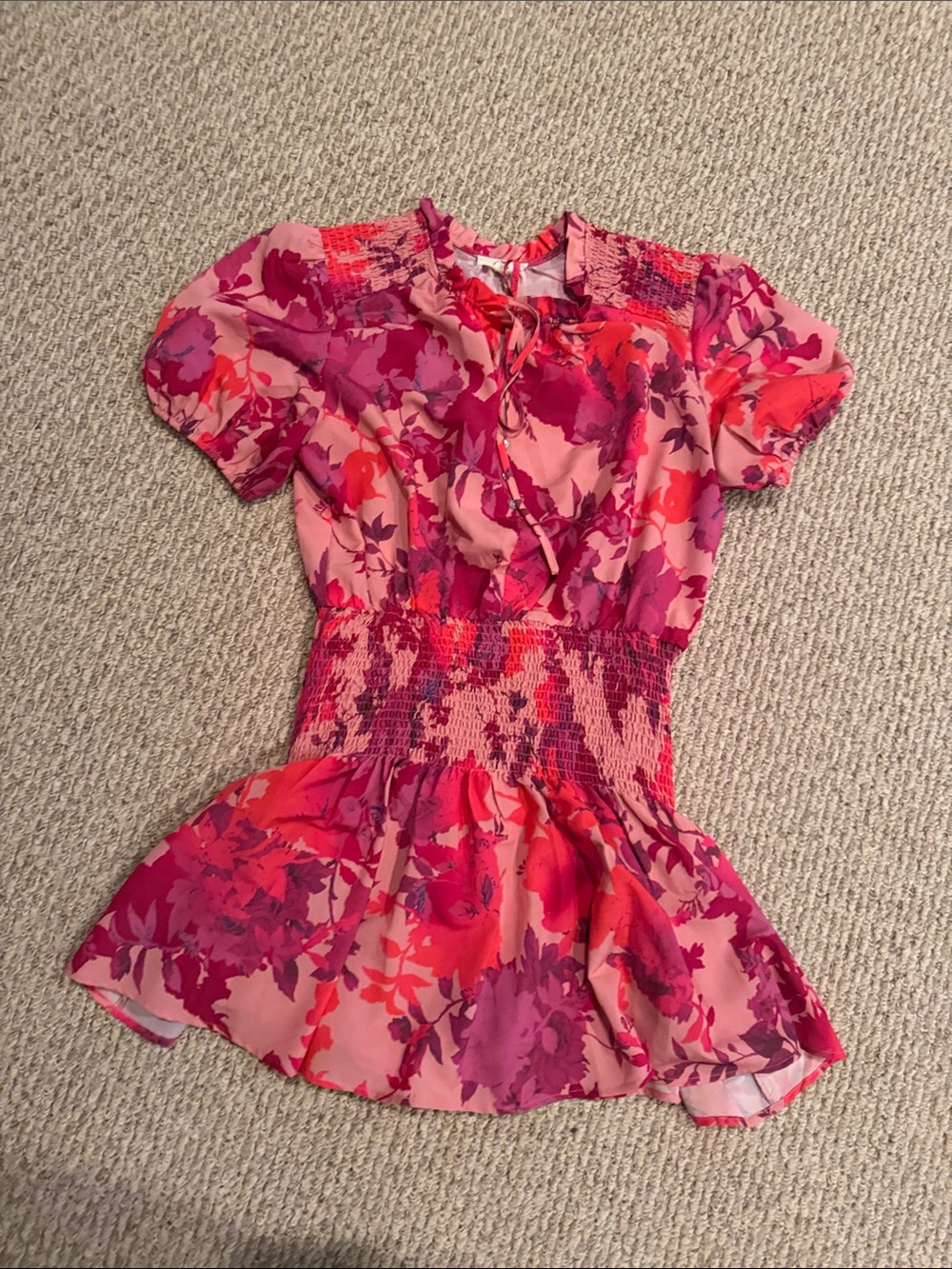 entro Pink and Magenta Floral Short Dress